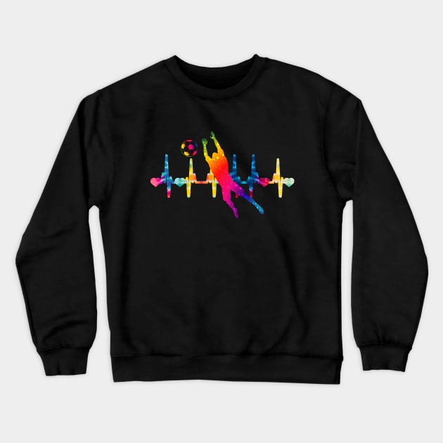 Soccer Player Boys Kids Youth Men Colorful Heartbeat Tie Dye Crewneck Sweatshirt by AimArtStudio